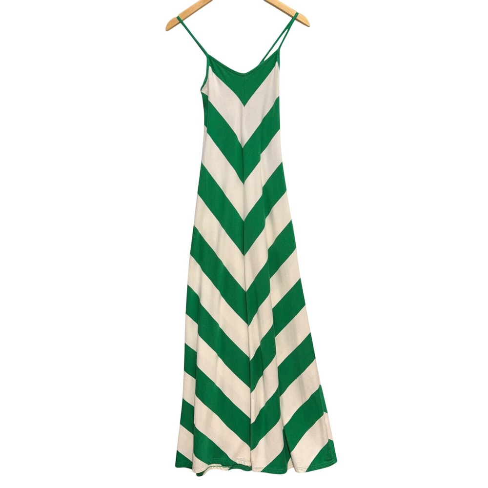 Gap Womens Green White Chevron Stripe Maxi Dress Strappy Back Small *